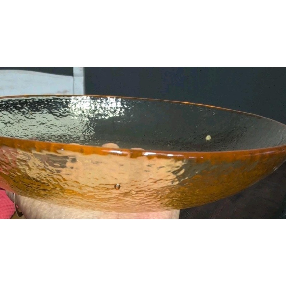 Fire and Light Pasta Bowl Shallow Dish 9" Citrus Orange Recycled Art Glass - Picture 3 of 11